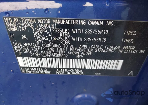 2015 Toyota Rav4 Limited из США, поврежденный, VIN 2T3DFREV4FW365892